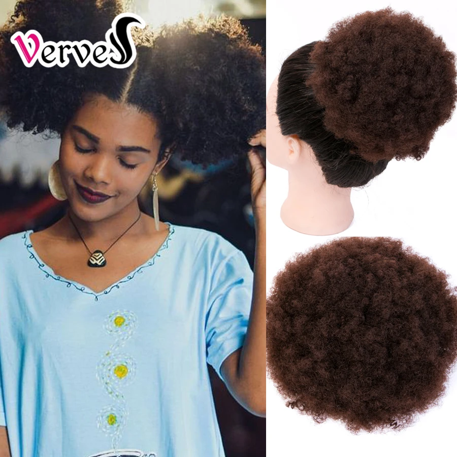 VERVES Synthetic Short Afro Kinky Hair Bun High Temperature Drawstring ponytail Clip in Hair Extension on Puff Hair Bun Brown
VERVES Synthetic Short Afro Kinky Hair Bun High Temperature Drawstring ponytail Clip in Hair Extension on Puff Hair Bun Brown