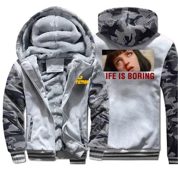 Winter 2019 New Hooded Pulp Fiction Life Is Boring Camouflage Mens Streetwear Funny Raglan Fashion Hip Hop Zipper Sweatshirts
Winter 2019 New Hooded Pulp Fiction Life Is Boring Camouflage Mens Streetwear Funny Raglan Fashion Hip Hop Zipper Sweatshirts