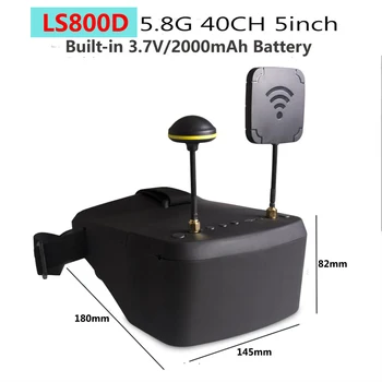 

LS800D 5.8G 40CH 5 Inch 800*480 Video Headset HD DVR Diversity FPV Goggles With Battery For RC Model RC Drone Parts
