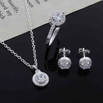 L17 Fashion zircon crystal jewelry necklace ring earrings set three-piece
L17 Fashion zircon crystal jewelry necklace ring earrings set three-piece