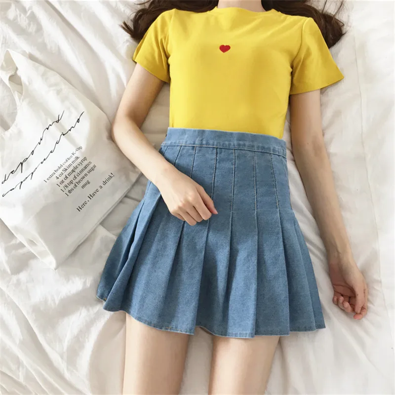 Women Skirt Korean Style Denim Color Skirt Summer Japan Style Casual High-waist A-line Pleated Mini Skirt For Women Harajuku
Women Skirt Korean Style Denim Color Skirt Summer Japan Style Casual High-waist A-line Pleated Mini Skirt For Women Harajuku