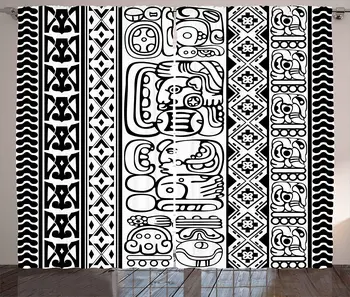Tribal Curtains Antique Mayan Folk Abstract with Animal and Geometric Boho Pattern Living Room Bedroom Window Curtain Black
Tribal Curtains Antique Mayan Folk Abstract with Animal and Geometric Boho Pattern Living Room Bedroom Window Curtain Black