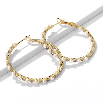 New Imitation Pearl Big Circle Round Hoop Earrings for Women's Fashion Statement Golden Punk Charm Earrings Party Jewelry
New Imitation Pearl Big Circle Round Hoop Earrings for Women's Fashion Statement Golden Punk Charm Earrings Party Jewelry