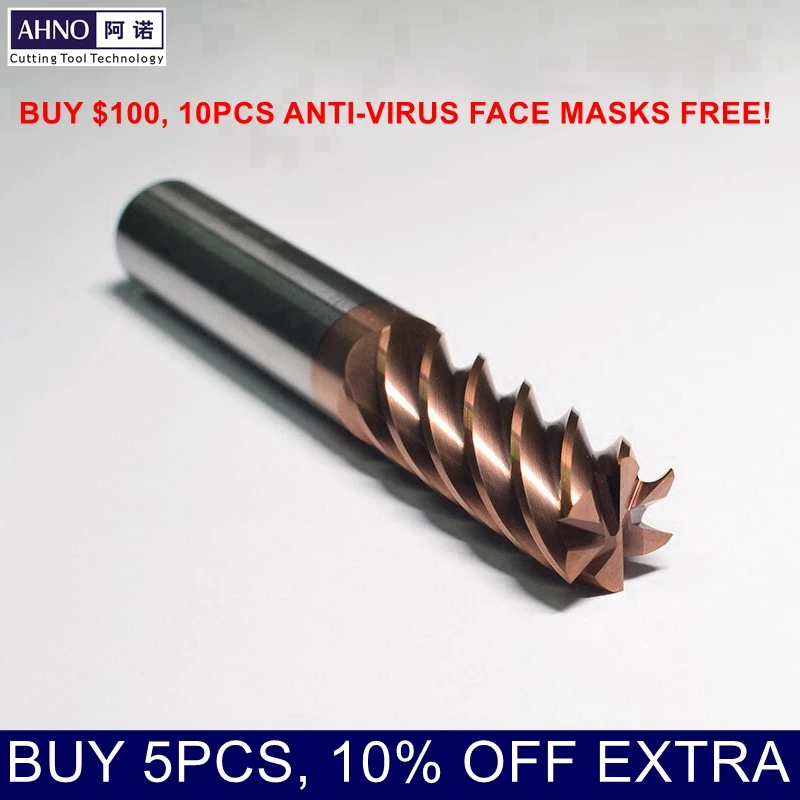 HRC55 AHNO Carbide End Mills with 6 Blades from D6.0 to D20.0 for Wood, Steel, Iron, Plastic 45 degree helix, CNC Milling Bits
HRC55 AHNO Carbide End Mills with 6 Blades from D6.0 to D20.0 for Wood, Steel, Iron, Plastic 45 degree helix, CNC Milling Bits