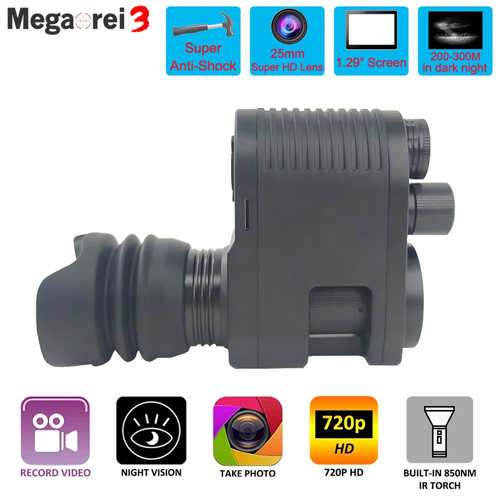 Megaorei 3 Night Vision Rifle Scope NV007 Hunting Optical Sight Camera HD720P Video Record Photo Taking 850nm Laser Infrared IR
Megaorei 3 Night Vision Rifle Scope NV007 Hunting Optical Sight Camera HD720P Video Record Photo Taking 850nm Laser Infrared IR
