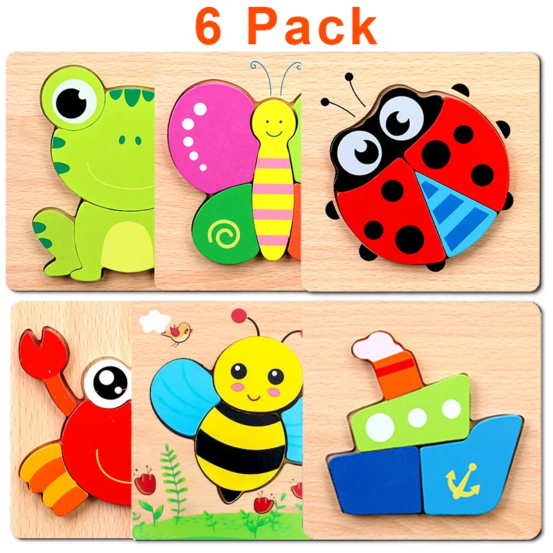 Wooden Brain Training Jigsaw Puzzles Toys 6 Pack Animal Puzzle Games for Toddlers Kids Educational Learning Toy for Children
Wooden Brain Training Jigsaw Puzzles Toys 6 Pack Animal Puzzle Games for Toddlers Kids Educational Learning Toy for Children