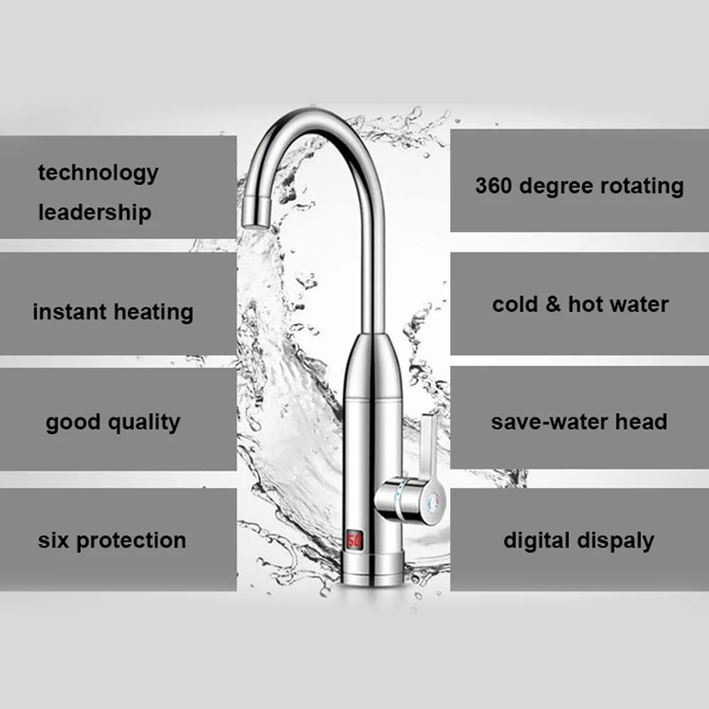 2019 New High Quality 3000W Electric Faucet 220V LED Display Kitchen Sink Silver 16Ah Bathroom
2019 New High Quality 3000W Electric Faucet 220V LED Display Kitchen Sink Silver 16Ah Bathroom