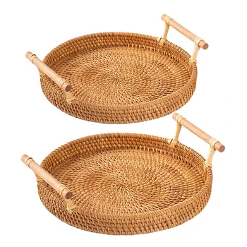 Rattan Handwoven Round High Wall Serving Tray Food Storage Platters Plate Over Handles For Breakfast Drink Snack For Coffee Tea
Rattan Handwoven Round High Wall Serving Tray Food Storage Platters Plate Over Handles For Breakfast Drink Snack For Coffee Tea