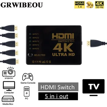 Gewibeou Mini HDMI Switcher 4K HD1080P 5 Ports HDMI Switch Selector Splitter With Hub IR Remote Controller For HDTV DVD TV BOX 
Gewibeou Mini HDMI Switcher 4K HD1080P 5 Ports HDMI Switch Selector Splitter With Hub IR Remote Controller For HDTV DVD TV BOX