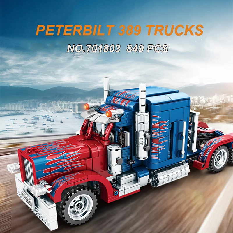 701803 Peterbilt 389 849PCS Technic series Heavy Container Trucks model building blocks set Classic edcation model toy
701803 Peterbilt 389 849PCS Technic series Heavy Container Trucks model building blocks set Classic edcation model toy