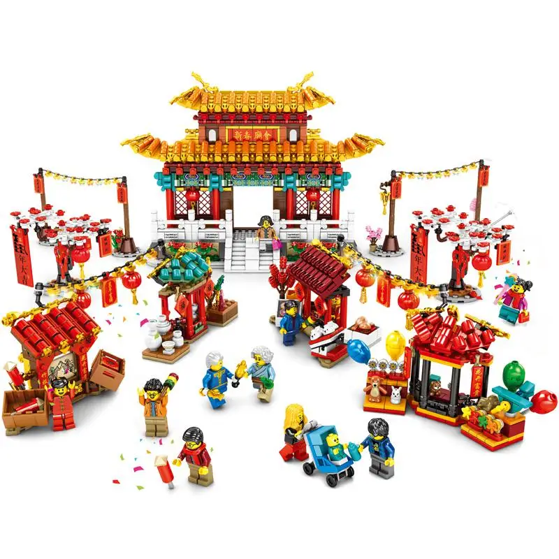 2109pcs Chinese New Year Temple Fair Toys Lepining Set Building Blocks Bricks 80105 Assembly Kid Toys New Year Gift
2109pcs Chinese New Year Temple Fair Toys Lepining Set Building Blocks Bricks 80105 Assembly Kid Toys New Year Gift