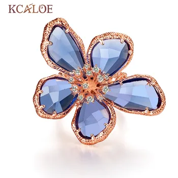KCALOE Blue Transparent Crystal Wedding Rings Big Flowers Jewelry Silver Plated Cubic Zirconia Engagement Ring Anel Feminino 
KCALOE Blue Transparent Crystal Wedding Rings Big Flowers Jewelry Silver Plated Cubic Zirconia Engagement Ring Anel Feminino
