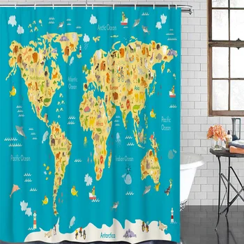 Bathroom Curtain Animal World Map Waterproof Fabric Shower Curtain Home Bathroom Decoration Shower Curtains
Bathroom Curtain Animal World Map Waterproof Fabric Shower Curtain Home Bathroom Decoration Shower Curtains