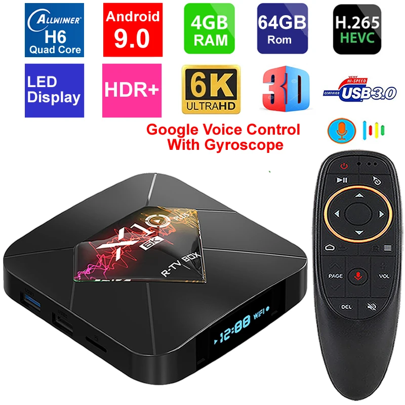 Приставка Смарт ТВ X10 Plus Android 9 0 4 ядра + 64 ГБ USB3.0 Wi Fi|ТВ-приставки и медиаплееры| |