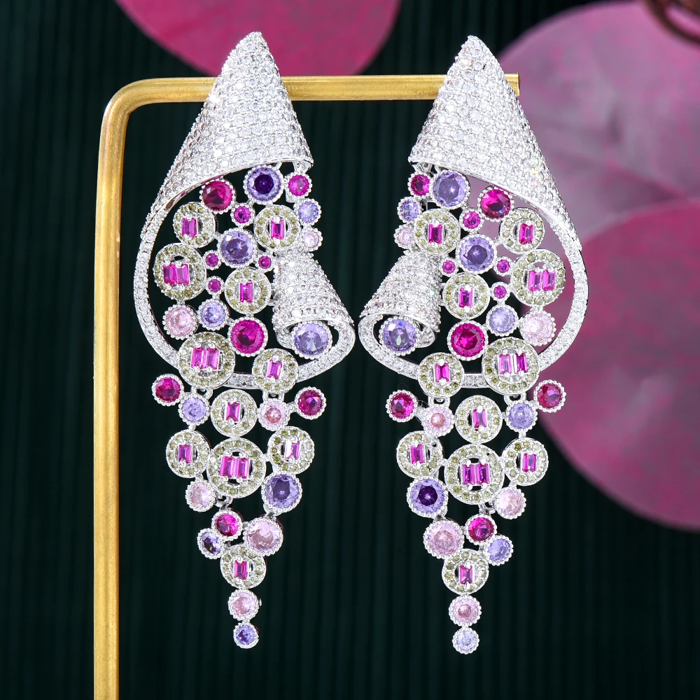 

SisCathy великолепные благородные и элегантные роскошные кубические циркониевые модные Подвесные серьги для женщин ювелирные изделия для вечерние ринки свадьбы банкета