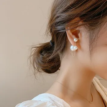 AOMU New 2 Styles Simple Personality Multi-Size Pearl Earrings Metal Chain Tassel Drop Earrings for Women Sweet Bohemia Jewelry
AOMU New 2 Styles Simple Personality Multi-Size Pearl Earrings Metal Chain Tassel Drop Earrings for Women Sweet Bohemia Jewelry