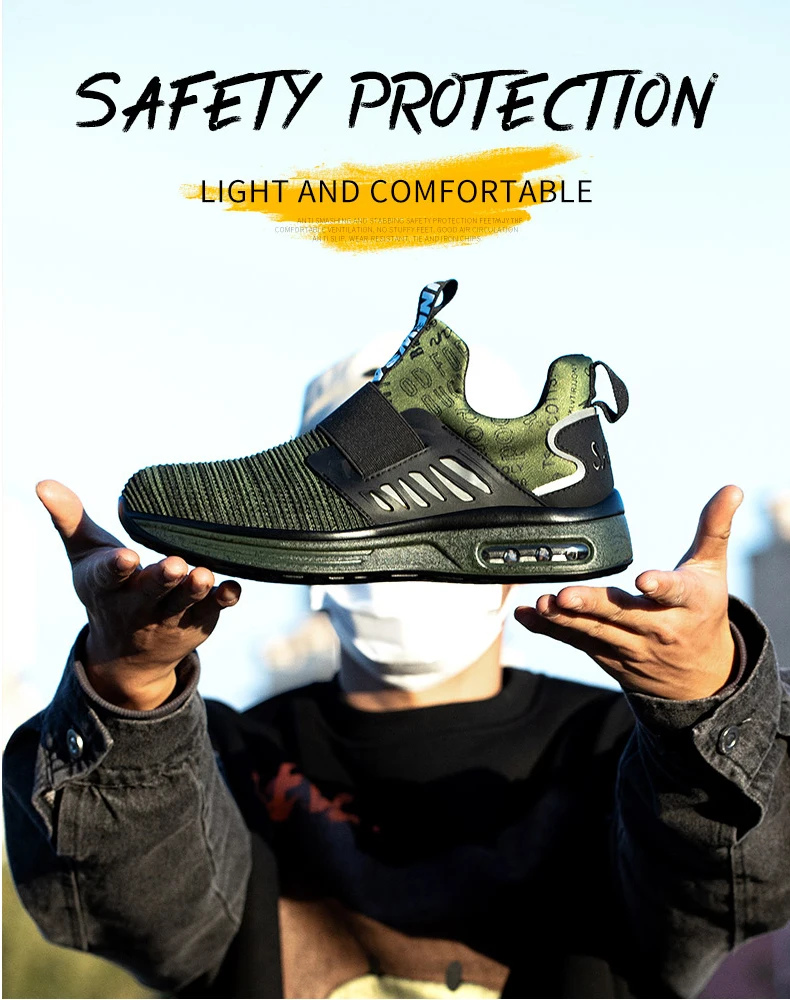 Men Work Shoes Safety Boots Men Reflective Men Boots Indestructible Sneakers Work Safety Shoes