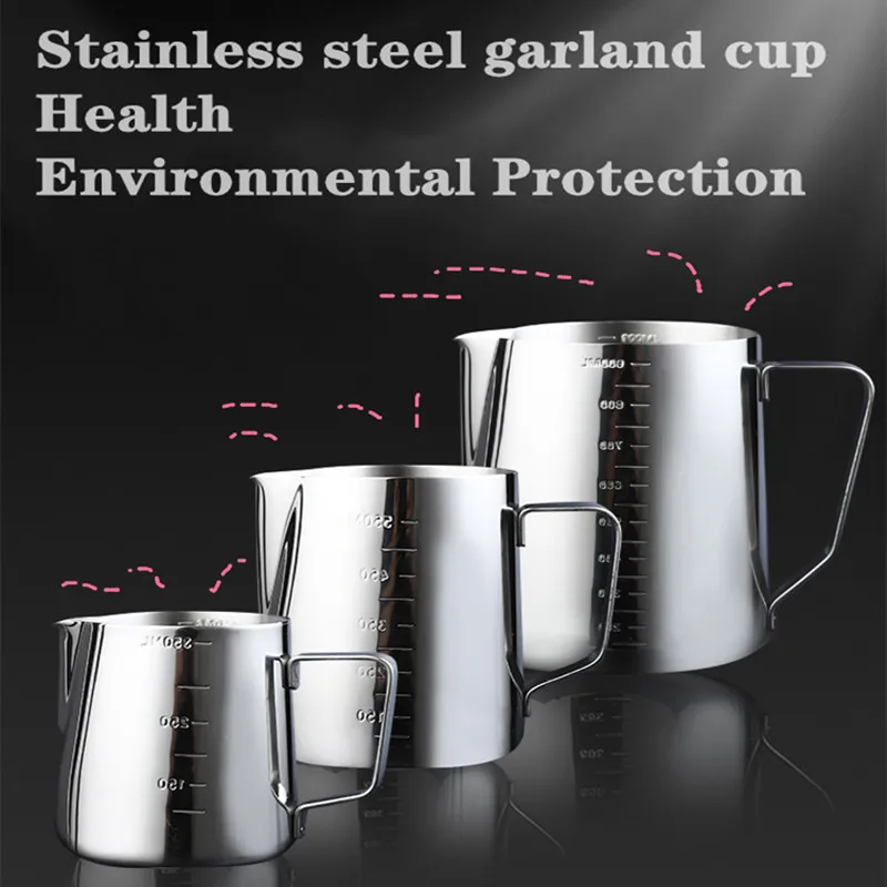 350/600/1000ml Stainless Steel Garland Milk Froth Pot Kitchen Espresso Pot Barista Craft Coffee Latte Cup Foam Tool Coffeware
350/600/1000ml Stainless Steel Garland Milk Froth Pot Kitchen Espresso Pot Barista Craft Coffee Latte Cup Foam Tool Coffeware