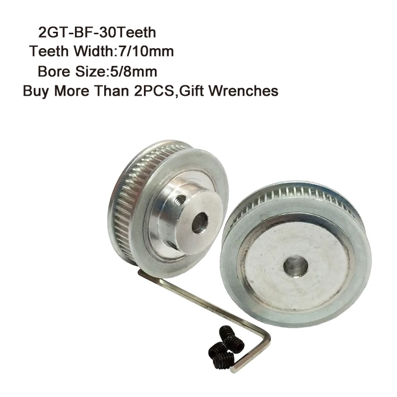 

2GT-BF Timing Pulley 30Teeth 5/8mm Bore 7/10mm Teeth Width GT2 Synchronous Wheel Fit GT2 Belt Width 7&10mm 3D Printer Parts