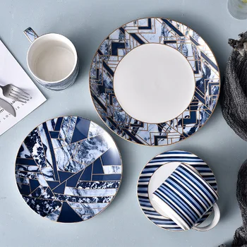 8/10 inch Tableware Luxury Gold inlay Geometric dinner plate Snack Plate Dinnerware set 
8/10 inch Tableware Luxury Gold inlay Geometric dinner plate Snack Plate Dinnerware set