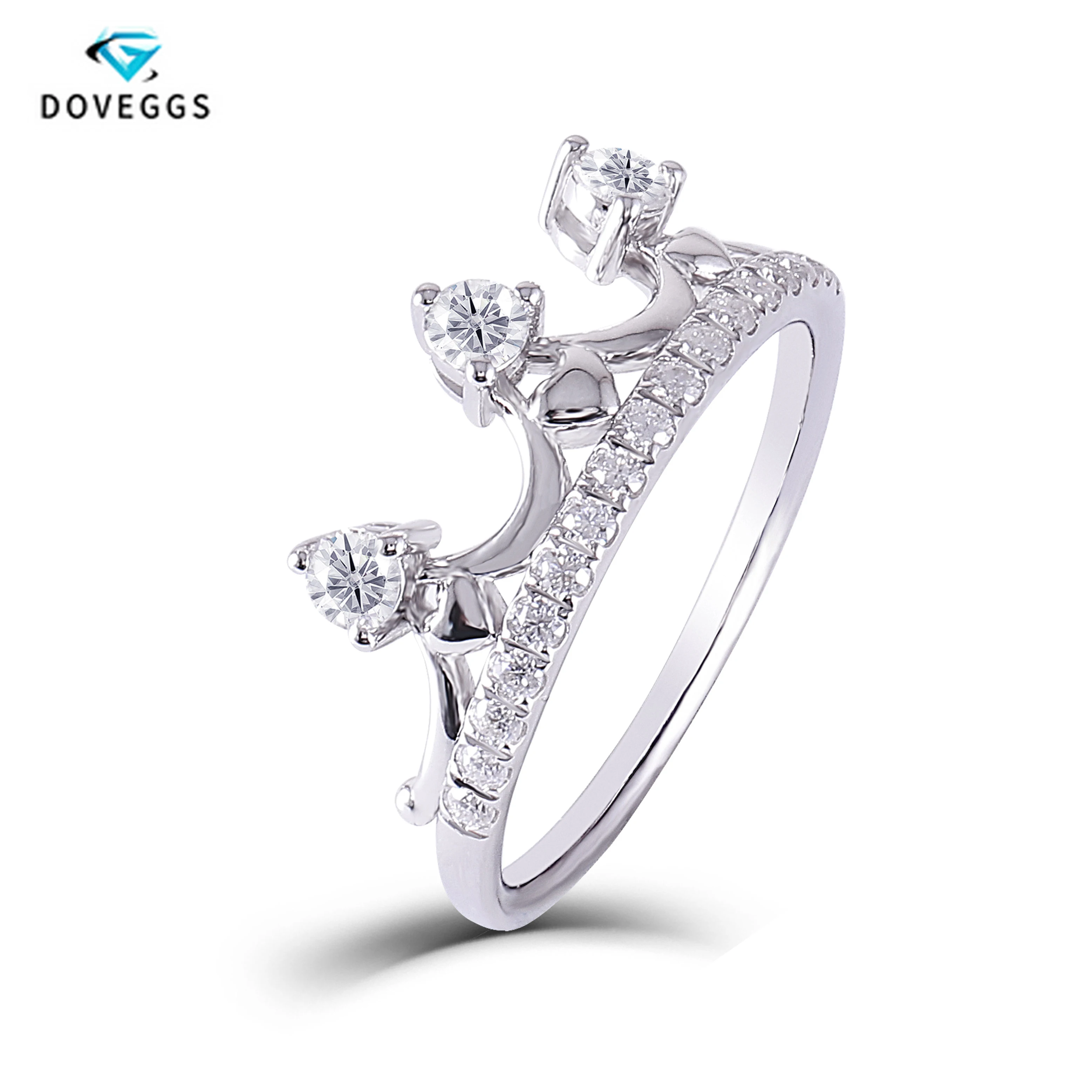 DovEggs Crown Shape Sterling Solid 925 Sliver 0.54CTW F Color Moissanite Diamond with Accent Engagement Wedding Ring For Women
DovEggs Crown Shape Sterling Solid 925 Sliver 0.54CTW F Color Moissanite Diamond with Accent Engagement Wedding Ring For Women