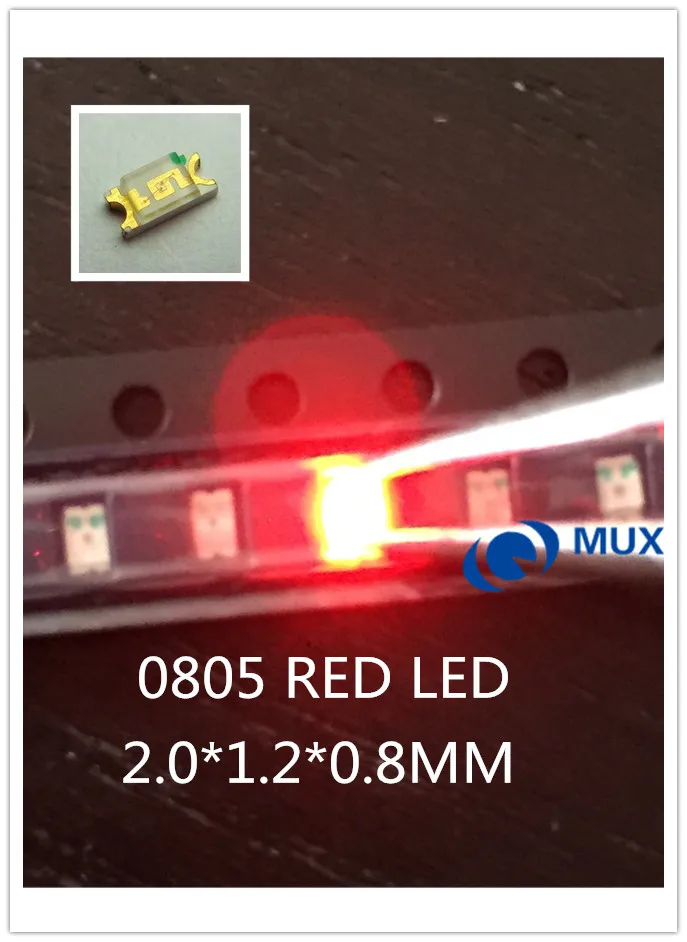 100 шт. SMD LED 0805 (2012) Красный Ультра яркий светоизлучающий диод Светодиодная лампа 620