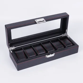 6 slots luxury fashion men home black color carbon fiber watch box top quality watch storage box for men Watches 0907-21 
6 slots luxury fashion men home black color carbon fiber watch box top quality watch storage box for men Watches 0907-21