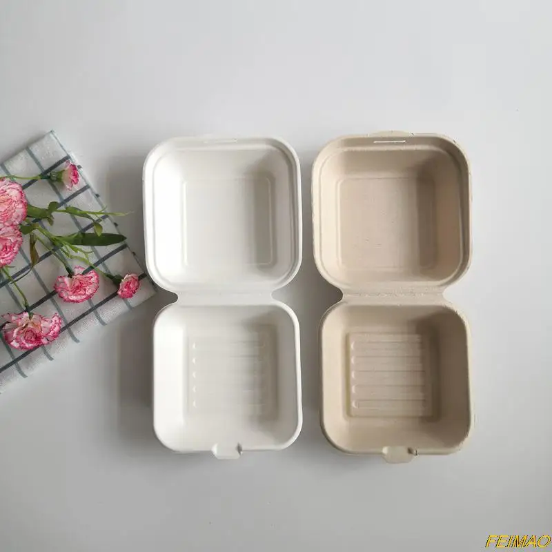 10 sztuk ekologicznych jednorazowych pojemników na Lunch - pojemniki do Bento, na owoce, ciasto, Hamburger - gotowe na posiłek - Wianko - 17