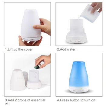 120 ml cold mist humidifier and diffuser of aromatic essential oil.7 color LED lamp for replacement for home and office baby
120 ml cold mist humidifier and diffuser of aromatic essential oil.7 color LED lamp for replacement for home and office baby