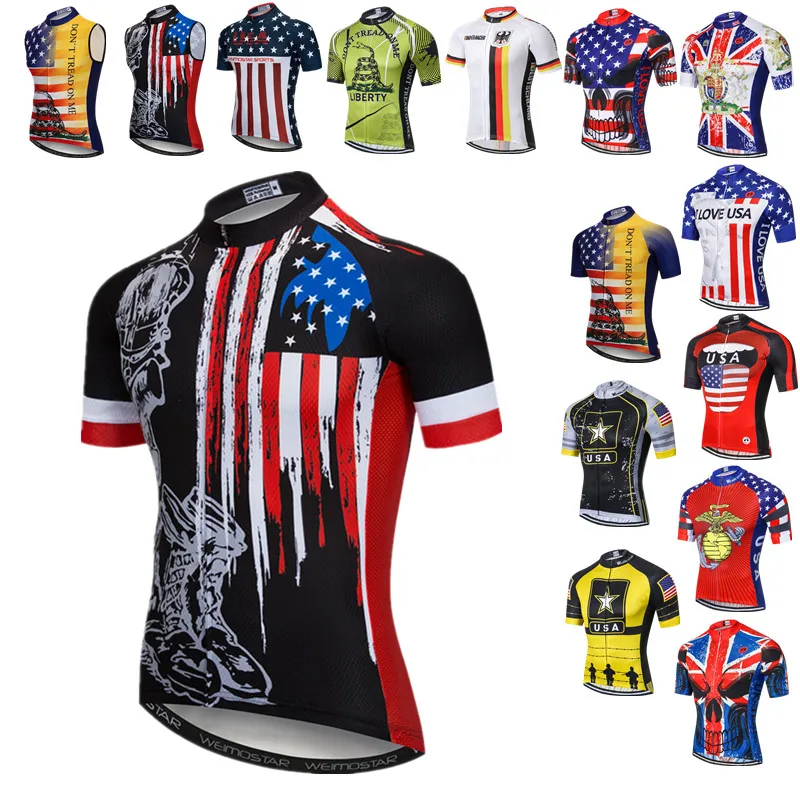 

Weimostar USA Team Cycling Jersey Short Sleeve Men Summer Mountain Bike Clothing Maillot Ciclismo Road Bicycle Shirt Cycle Wear