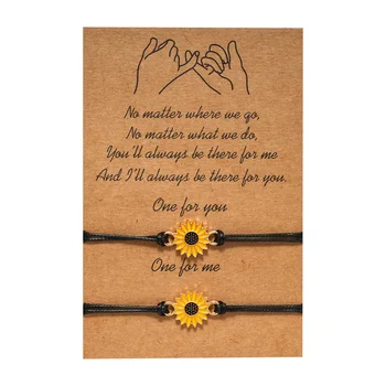 Charmsmic 2 pcs/set Vivid Sunflower Charm Bracelets Promise Make A Wish Card Bracelets For Women Female Jewelry Accessories
Charmsmic 2 pcs/set Vivid Sunflower Charm Bracelets Promise Make A Wish Card Bracelets For Women Female Jewelry Accessories