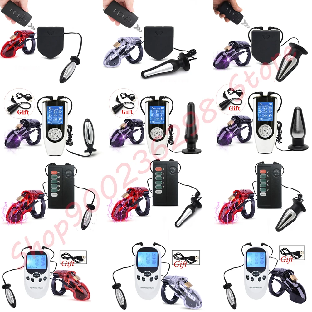 

SM Toy Electro Shock Kit Electric Chastity CB6000 Cock Cage Sex Ball Stretcher Penis Lock Ring E-Stim Anal Plug Male Masturbator