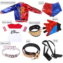 Dorosłych kobiet mężczyzn nowy Harley Quinn Cosplay kostiumy płaszcze Femme kurtka Chamarras De Batman Para Mujer garnitur z peruką rękawiczki 9 sztuk(China)