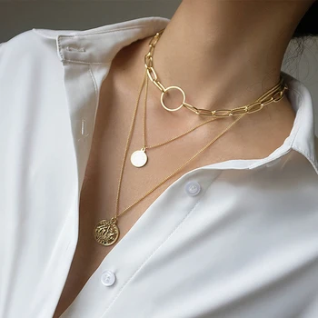 Triple Layered Chain Necklace for Women Vintage Round Choker Dainty Ladies Fashion Coin Disc Beaded Choker Necklaces Jewelry
Triple Layered Chain Necklace for Women Vintage Round Choker Dainty Ladies Fashion Coin Disc Beaded Choker Necklaces Jewelry