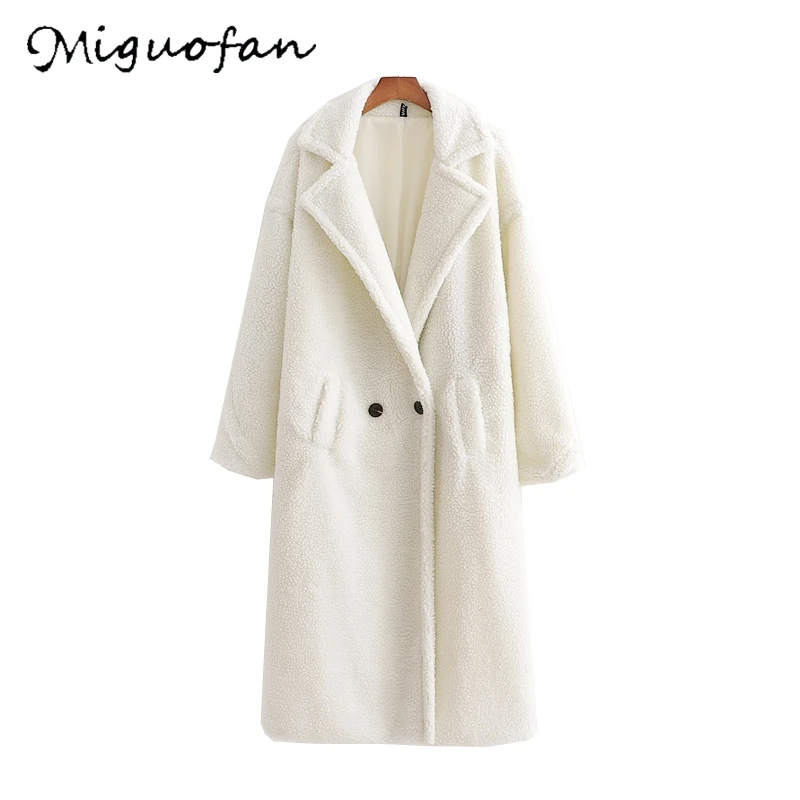 Huaxiafan пальто из овечьей шерсти женские длинные куртки теплые одноцветная женская