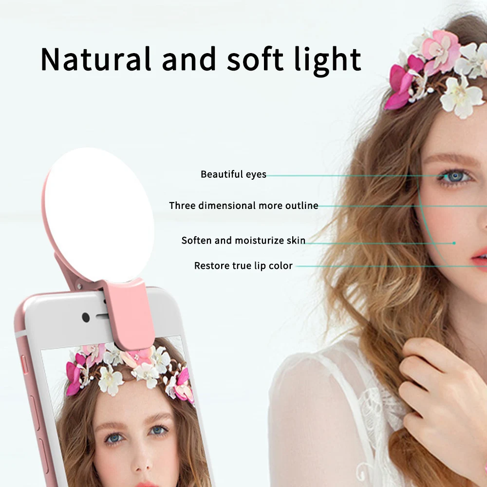 Phone Lens Led Selfie Lamp Mobile Phone Clip Beauty Spotlight Lamp For iPhone Samsung Xiaomi Photography Makeup Flash Light Lens