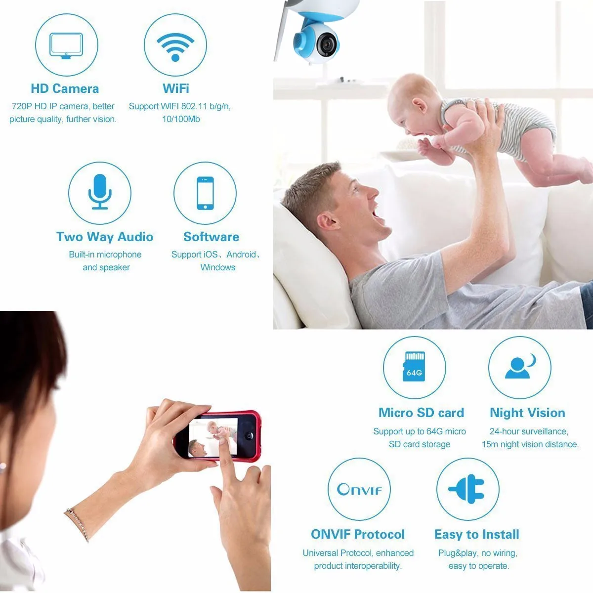 Wireless Smart WiFi 720P HD Network CCTV HOME Security IP Camera Monitor Intelligent Network HD Camera
Wireless Smart WiFi 720P HD Network CCTV HOME Security IP Camera Monitor Intelligent Network HD Camera