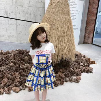 spring summer 2020 cotton soft baby girls clothes 2pcs clothing set Blue Printed Short Sleeve T-Shirt + Blue Plaid Pattern Skirt
spring summer 2020 cotton soft baby girls clothes 2pcs clothing set Blue Printed Short Sleeve T-Shirt + Blue Plaid Pattern Skirt