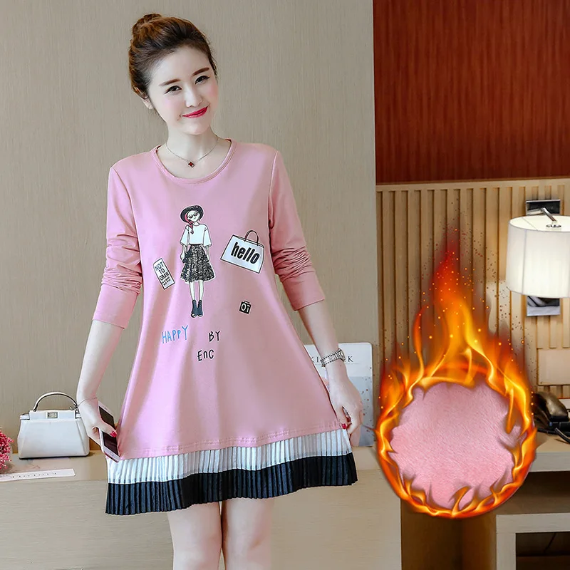 Maternity Clothes 2019 Winter New Style Fashion plus Velvet Cartoon Printed Joint Loose And Plus-sized Pregnant Women Dress 
Maternity Clothes 2019 Winter New Style Fashion plus Velvet Cartoon Printed Joint Loose And Plus-sized Pregnant Women Dress