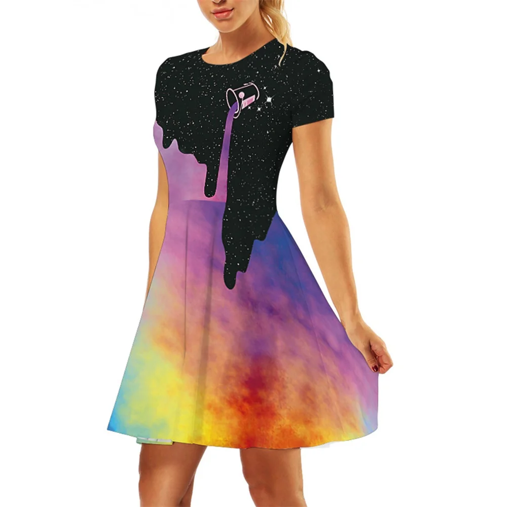 3D Painting Women Dresses Casual Short Sleeves Colorful Milk Printed Dress Sexy Strap Midi A-Line Dress Vestidos Robe Femme
3D Painting Women Dresses Casual Short Sleeves Colorful Milk Printed Dress Sexy Strap Midi A-Line Dress Vestidos Robe Femme