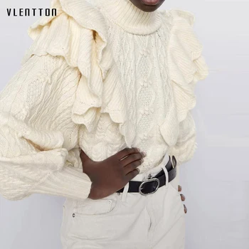 Autumn Winter Short Women's Knit Turtleneck Pullovers Sweater Ruffles Lantern Sleeve Casual Solid knitted Sweaters Female Jumper 
Autumn Winter Short Women's Knit Turtleneck Pullovers Sweater Ruffles Lantern Sleeve Casual Solid knitted Sweaters Female Jumper