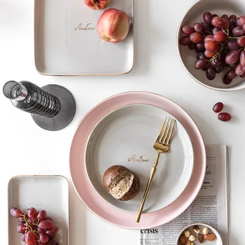Ceramic Gold Inlay Plate Nordic Kitchen Storage Tray Fruit Steak Dim Sum Serving Dinner Dishes Plates Sets Storage Organizer
Ceramic Gold Inlay Plate Nordic Kitchen Storage Tray Fruit Steak Dim Sum Serving Dinner Dishes Plates Sets Storage Organizer