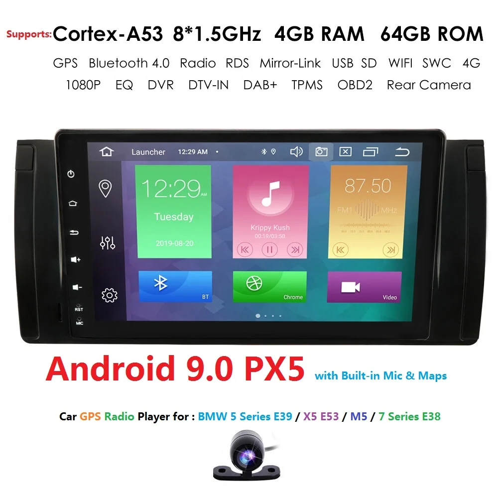 hizpo 9 Inch Android 9.0 Car Stereo Double Din Navigation Supports Bluetooth GPS DSP Steering Wheel Control WiFi Radio Fit for BMW