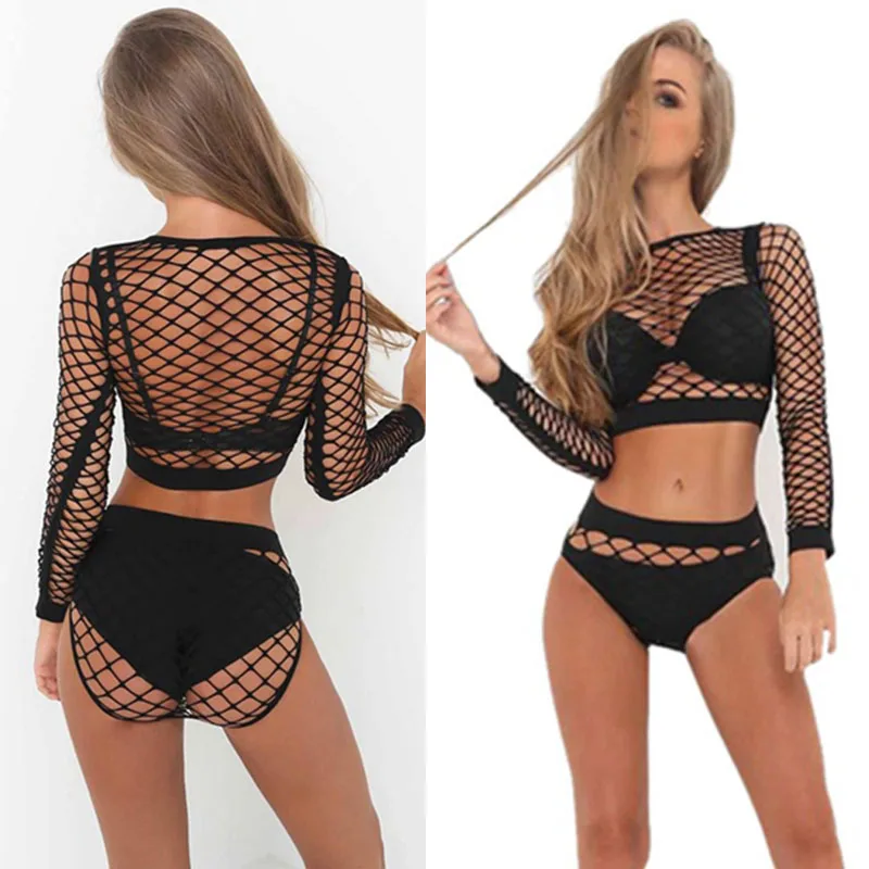 Hollow Out Stretchy Two Piece Set O Neck Fishnet Grid Full Sleeve Skinny Crop Top 2 Piece Sets
Hollow Out Stretchy Two Piece Set O Neck Fishnet Grid Full Sleeve Skinny Crop Top 2 Piece Sets