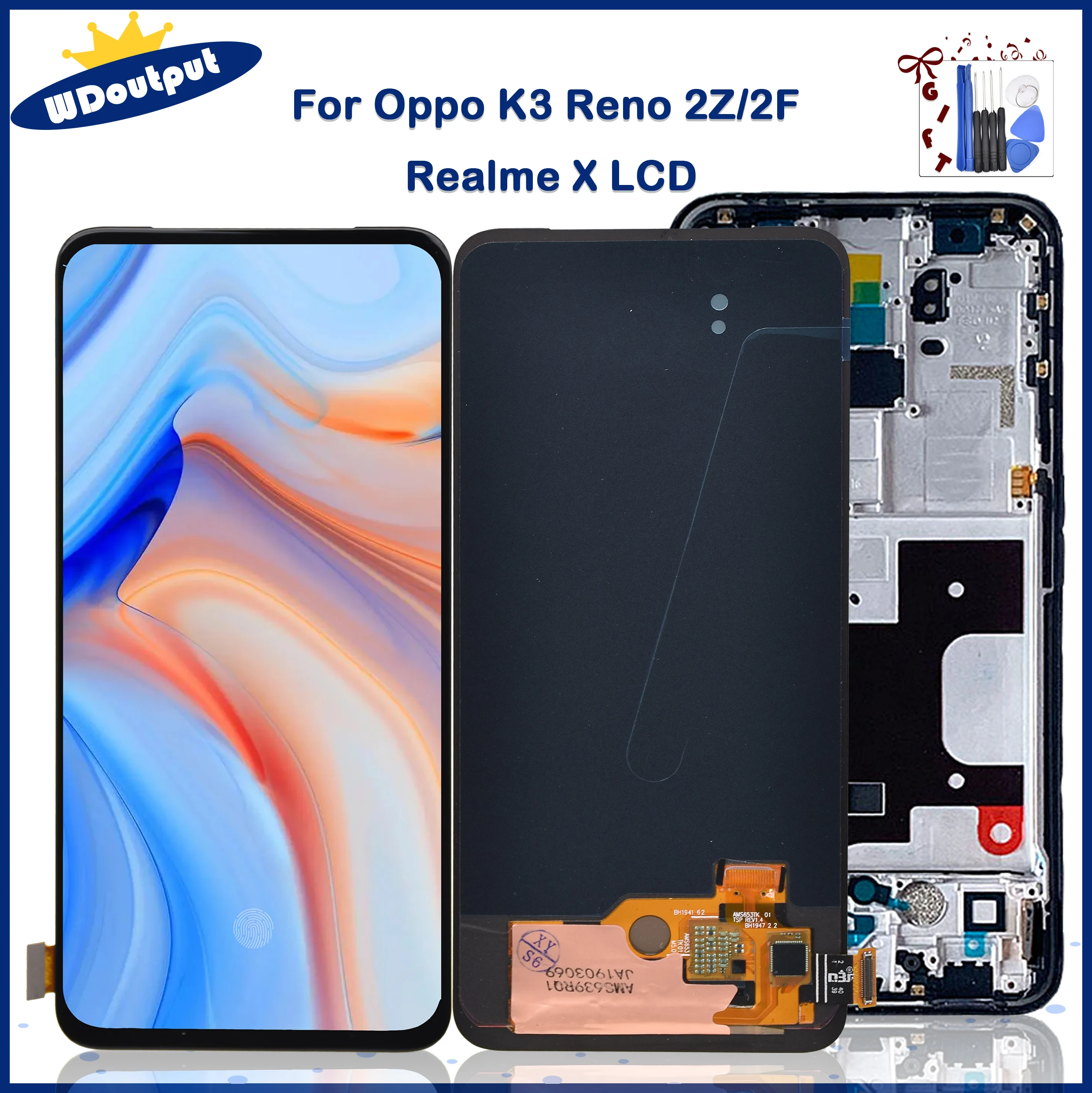 6 53 "оригинальный Amoled для Oppo Reno2 Z Realme X ЖК-дисплей сенсорный экран дигитайзер в
