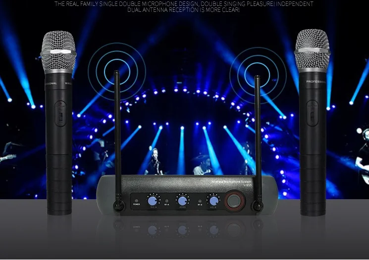 VHF Frequencies Dynamic Capsule Wireless Microphone 2 Handheld Mic Transmitter Professional Karaoke
VHF Frequencies Dynamic Capsule Wireless Microphone 2 Handheld Mic Transmitter Professional Karaoke