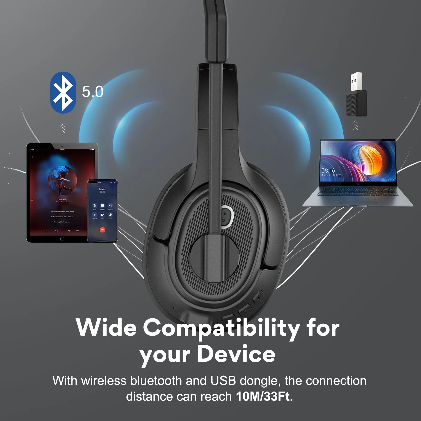 Generic H6 Wireless Headphones With Dongle AI Envmental Noise Canceling