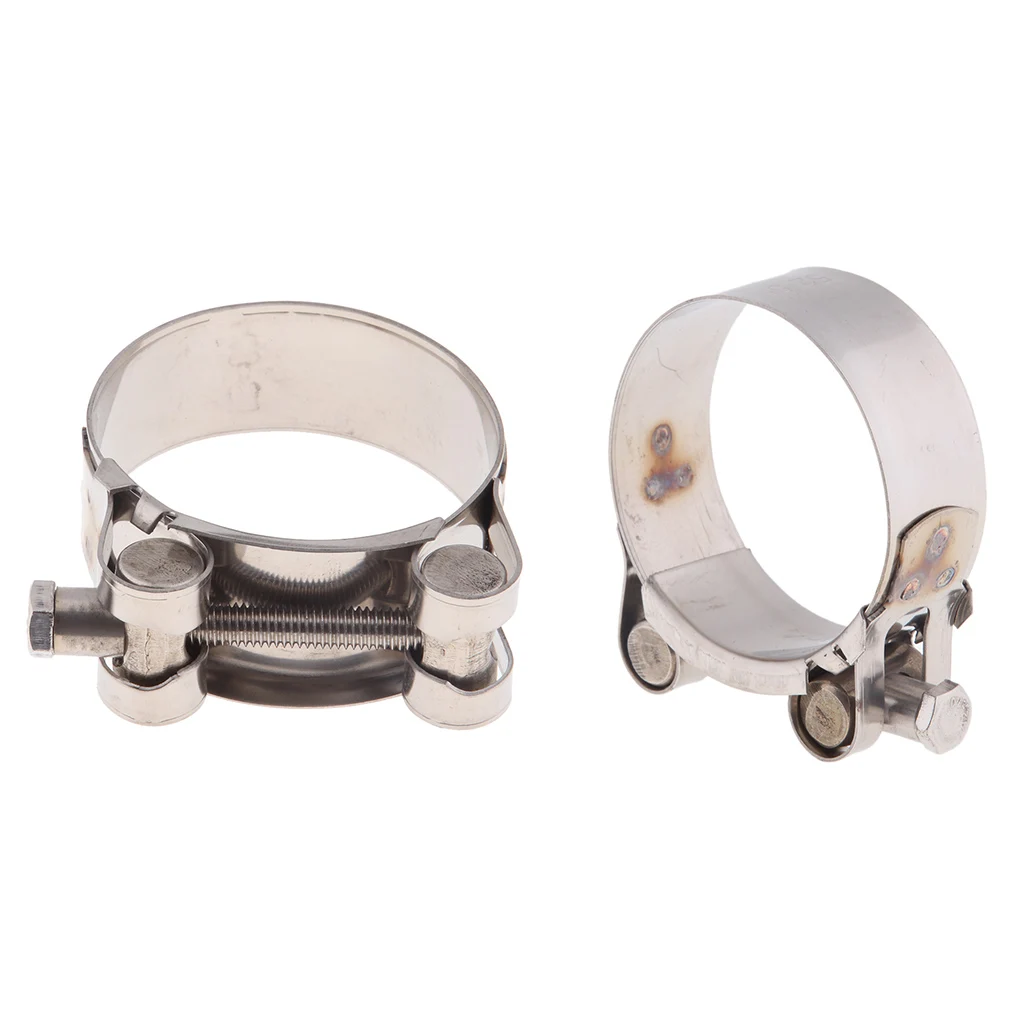 Silver Motorbike Exhaust Clamp Clip Stainless Steel Muffler Silencer Clamps 48-51mm/52-55mm