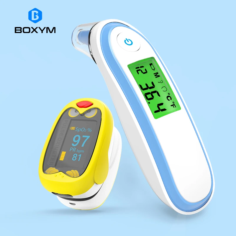 BOXYM Children Finger Pulse Oximeter & Baby Infrared Ear&Forehead Thermometer kids Pediatric oximetro SpO2 Saturation Meter
BOXYM Children Finger Pulse Oximeter & Baby Infrared Ear&Forehead Thermometer kids Pediatric oximetro SpO2 Saturation Meter