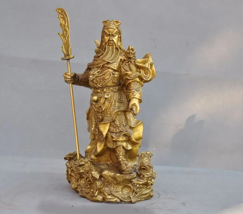 wedding decoration China Folk brass dragon warrior Generals Guan gong guan yu god Broadsword statue
